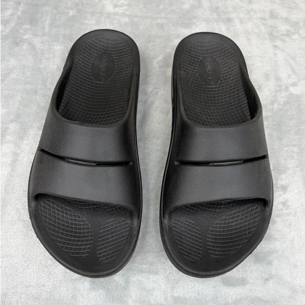 Oofos Mens Slide Sandals OOahh Recovery Black 11 Comfort Waterproof Footwear